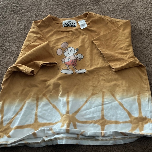 disbey world mickey mousev Tops - Disney Mickey Mouse Brown and White Short Sleeve Tee